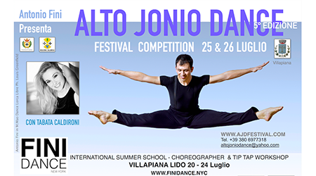 AJD Festival Internazionale: ancora pochi giorni per iscriversi Villapiana ospiterà la V edizione dell'Alto Jonio Dance Festival. Dal 20 al 26 luglio ballerini da tutto il mondo si esibiranno nella città cosentina
