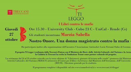 Legalità e lotta mafie, all’Unical il progetto #TiLeggo L'iniziativa della Treccani in Calabria