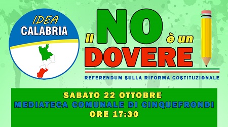 Referendum, parte il tour del “No” di Idea Calabria Diverse iniziative nella provincia reggina