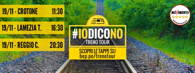 Treno tour #Iodicono, week end in Calabria e Sicilia Sabato tappe a Reggio Calabria, Crotone, Lamezia. Domenica a Messina e Caltanisetta