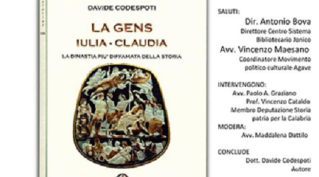 Bovalino, presentazione libro Davide Codespoti Questo il titolo dell'opera: "La gens Iulia Claudia – La dinastia più diffamata della storia"