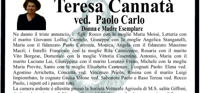 Gioia Tauro, morta Teresa Cannatà I funerali si terranno domani, alle 15.30