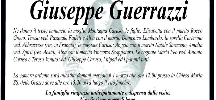 Taurianova, si è spento Giuseppe Guerrazzi I funerali si svolgeranno domani, alle 15.30