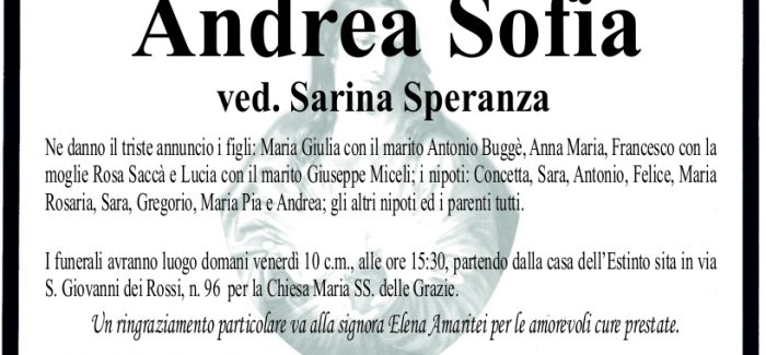 Taurianova, è morto Andrea Sofia I funerali si terranno domani, alle 15.30