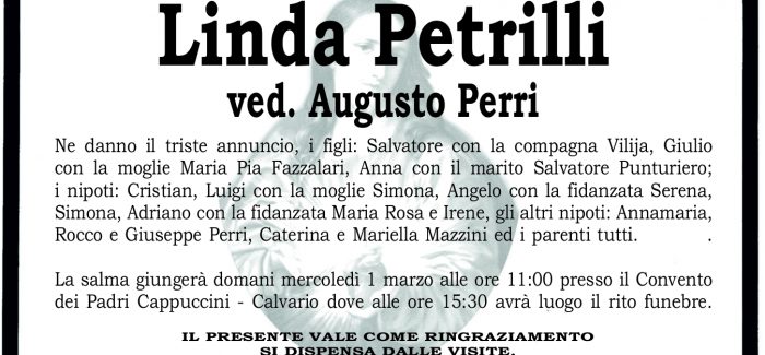 Taurianova, è morta Linda Petrilli I funerali si terranno domani, alle 15.30