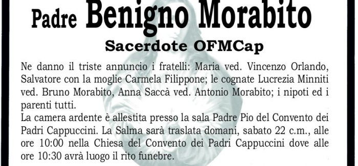 Taurianova, si è spento padre Benigno Morabito I funerali si terranno domani, alle 10.30