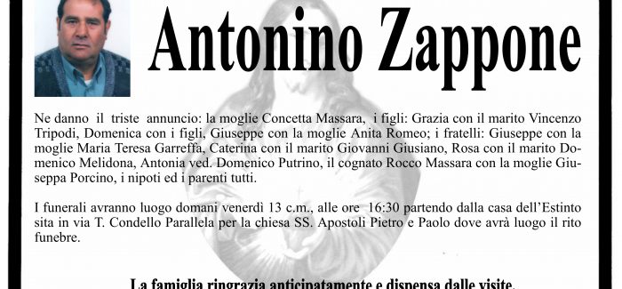Taurianova, è venuto a mancare Antonino Zappone I funerali si svolgeranno domani alle 16.30