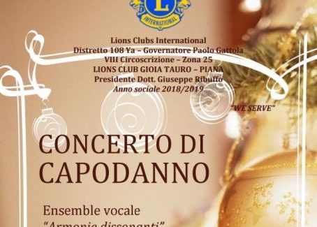 A Gioia Tauro il Concerto di Capodanno dei Lions Il 3 gennaio, alle 19.30