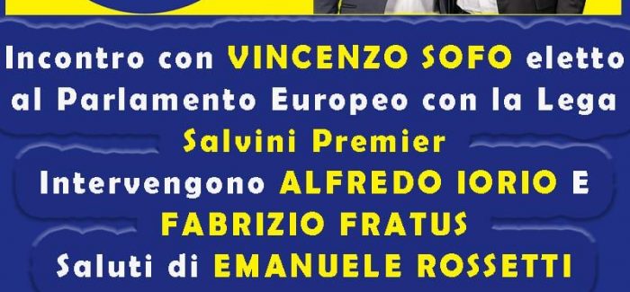 Domani Vincenzo Sofo a Taurianova Il neo parlamentare  europeo della Lega incontra gli attivisti 