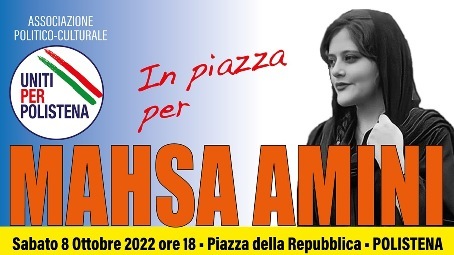 Polistena, “In piazza per Mahsa Amini” Si terrà in Piazza della Repubblica a Polistena sabato 8 ottobre dalle ore 18.00