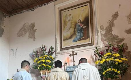 A Montebello Jonico la festa dell’Annunciazione Ha inizio la celebrazione con le tre comunità di Fossato Montebello e Masella c che idealmente si fondono sotto lo sguardo protettivo della Madonna